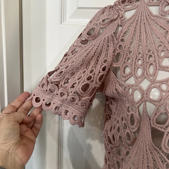 Blashe Pink Blush Crochet Knit Top Blouse (Size: S) - Picture 3 of 5
